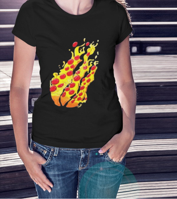 Preston Stylez Fire Pizza Flaming Pepperoni Blaze T-Shirt