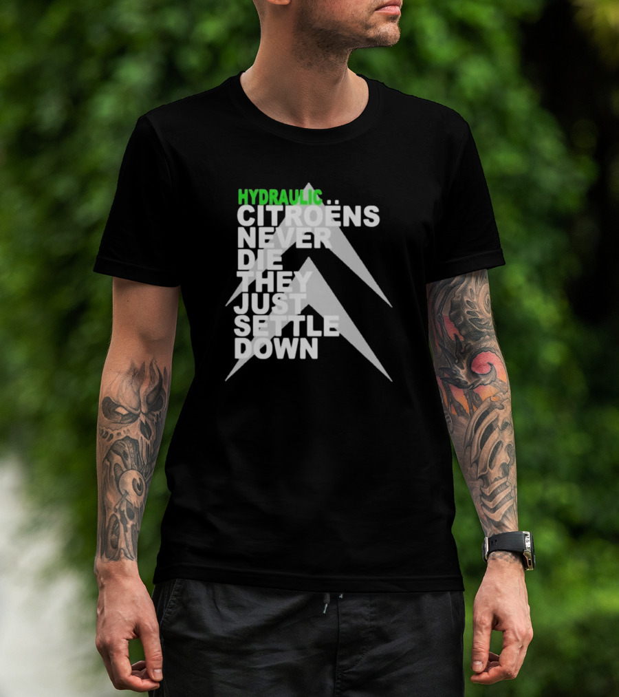 Hydraulic Citroens Never Die They Just Settle Down Chevrons T-Shirt