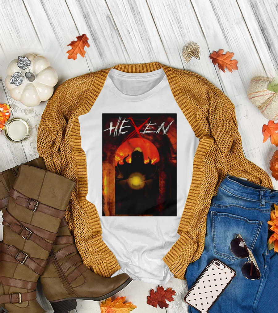 Hexen Video Game Cover Art with Demonic Figure and Glowing Orb T-Shirt