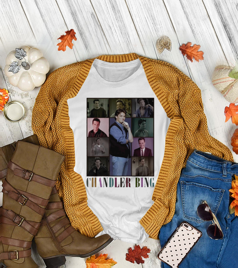 Retro Chandler Bing 90s Sweater Matthew Perry Collage T-Shirt