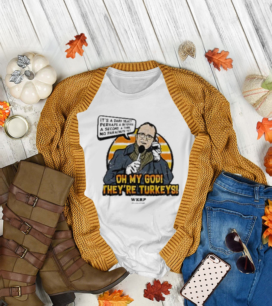 WKRP Oh My God They’re Turkeys Dark Object Parachute T-Shirt