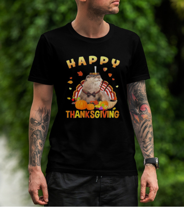 Happy Thanksgiving Otter Turkey Pilgrim T-Shirt