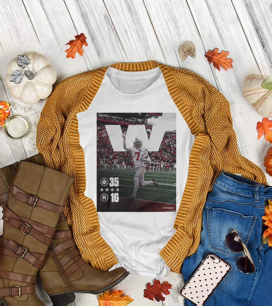Ohio State 35-16 Rutgers Nov 4 SHI Stadium Victory Football T-Shirt