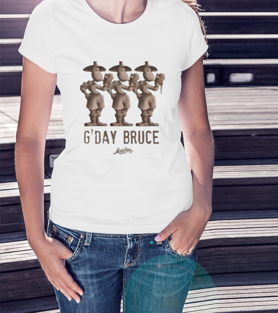 Monty Python G’day Bruce Three Figures Holding Mugs T-Shirt