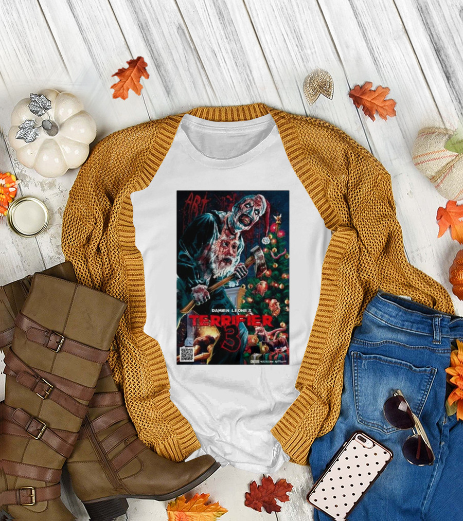 Damien Leone's Terrifier 3 Art Christmas Horror T-Shirt