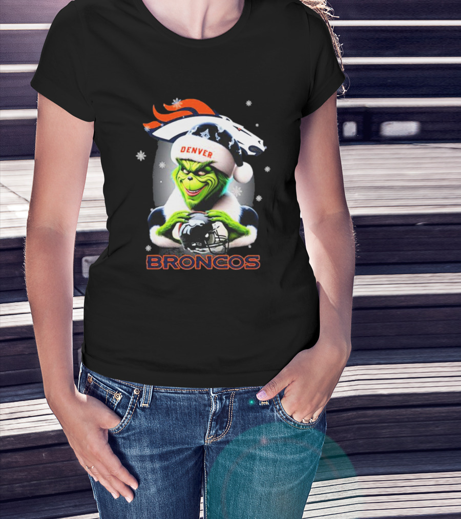 Santa Grinch Merry Christmas Denver Broncos Love T-Shirt