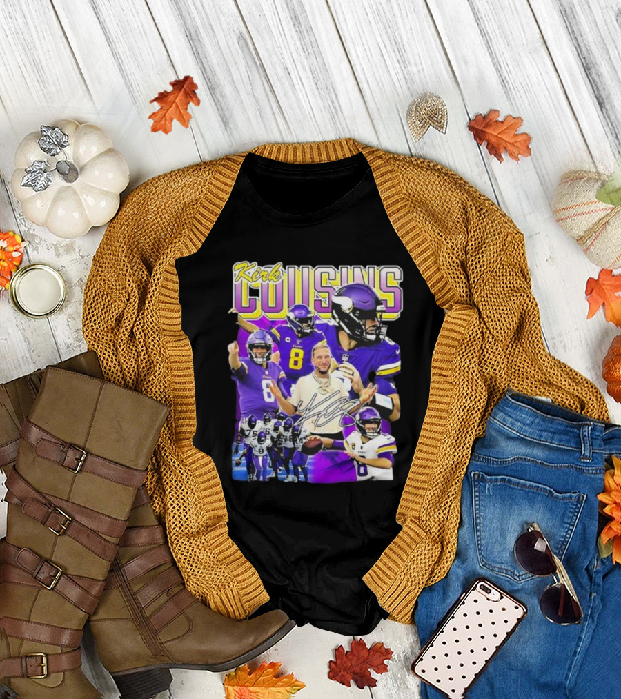 Kirk Cousins Minnesota Vikings Quarterback Number 8 Football Collage T-Shirt