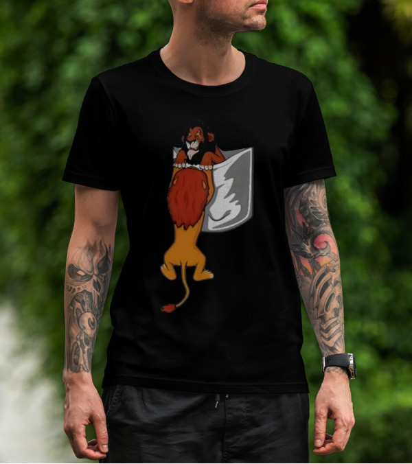 Lion Scar And Mufasa Hanging Pocket T-Shirt