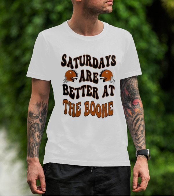 Oklahoma State Cowboys Saturdays Are Better At The Boone With Football Helmets T-Shirt