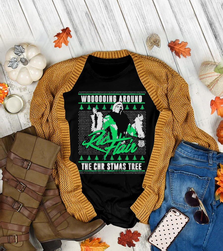 Woooooing Around The Christmas Tree Ric Flair Ugly Faux Knit T-Shirt