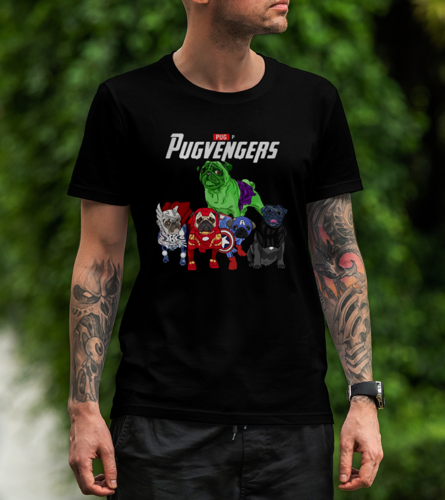 Marvel Avengers Pug Pugvengers Hulk Captain America Iron Man Thor Black Panther T-Shirt