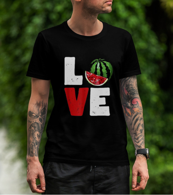 LOVE Watermelon Slice Typography T-Shirt