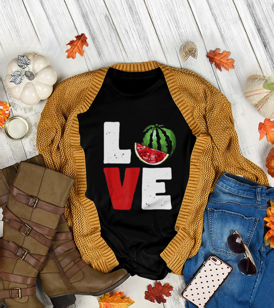 LOVE Watermelon Slice Typography T-Shirt