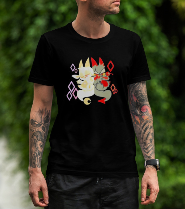 Buzzfeed Chikn Nuggit Devil And Angel Characters With Colorful Diamond T-Shirt