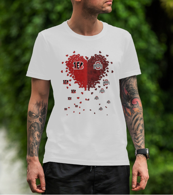 Cincinnati Bengals Ohio State Buckeye Heart Shape T-Shirt