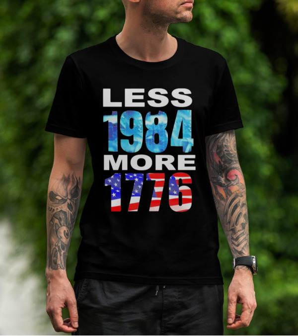 Hi-Rez The Rapper Less 1984 More 1776 American Flag Text T-Shirt