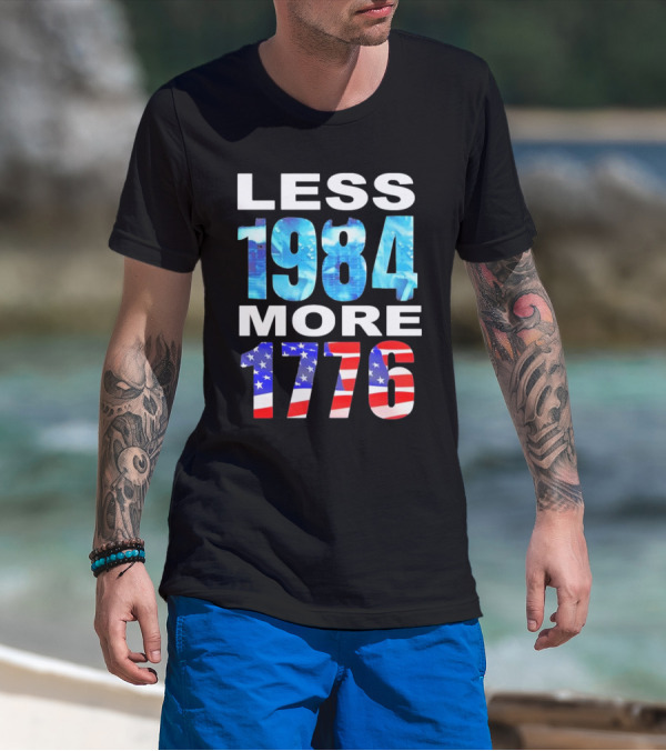 Hi-Rez The Rapper Less 1984 More 1776 American Flag Text T-Shirt