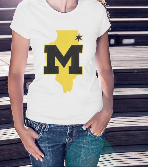 University Of Michigan M Den Pop-Up Chicago Map T-Shirt