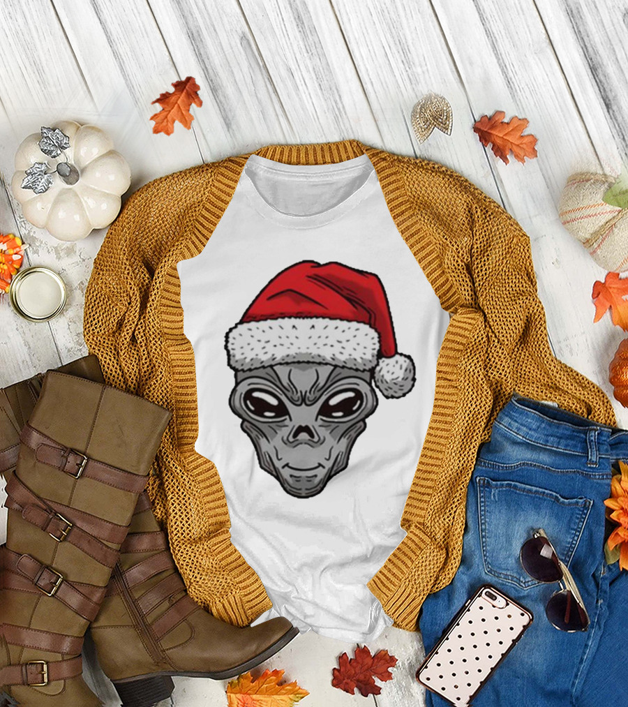 Santa Hat Alien Xmas T-Shirt