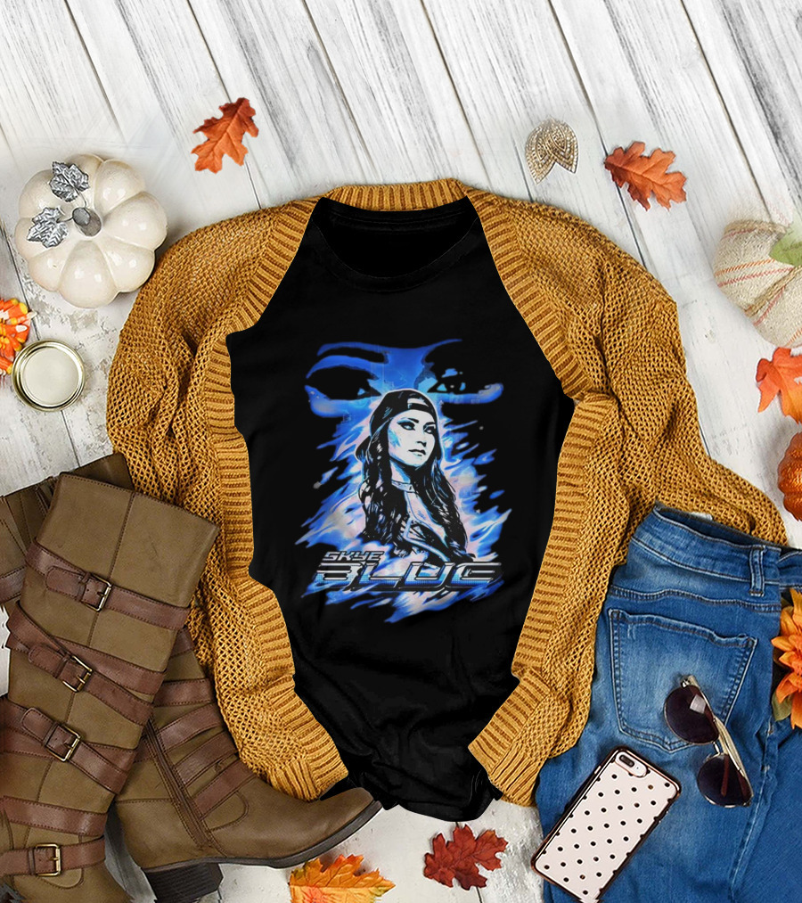 Skye Blue Spookye Blue Blue-Hued Portrait with Intense Eye T-Shirt