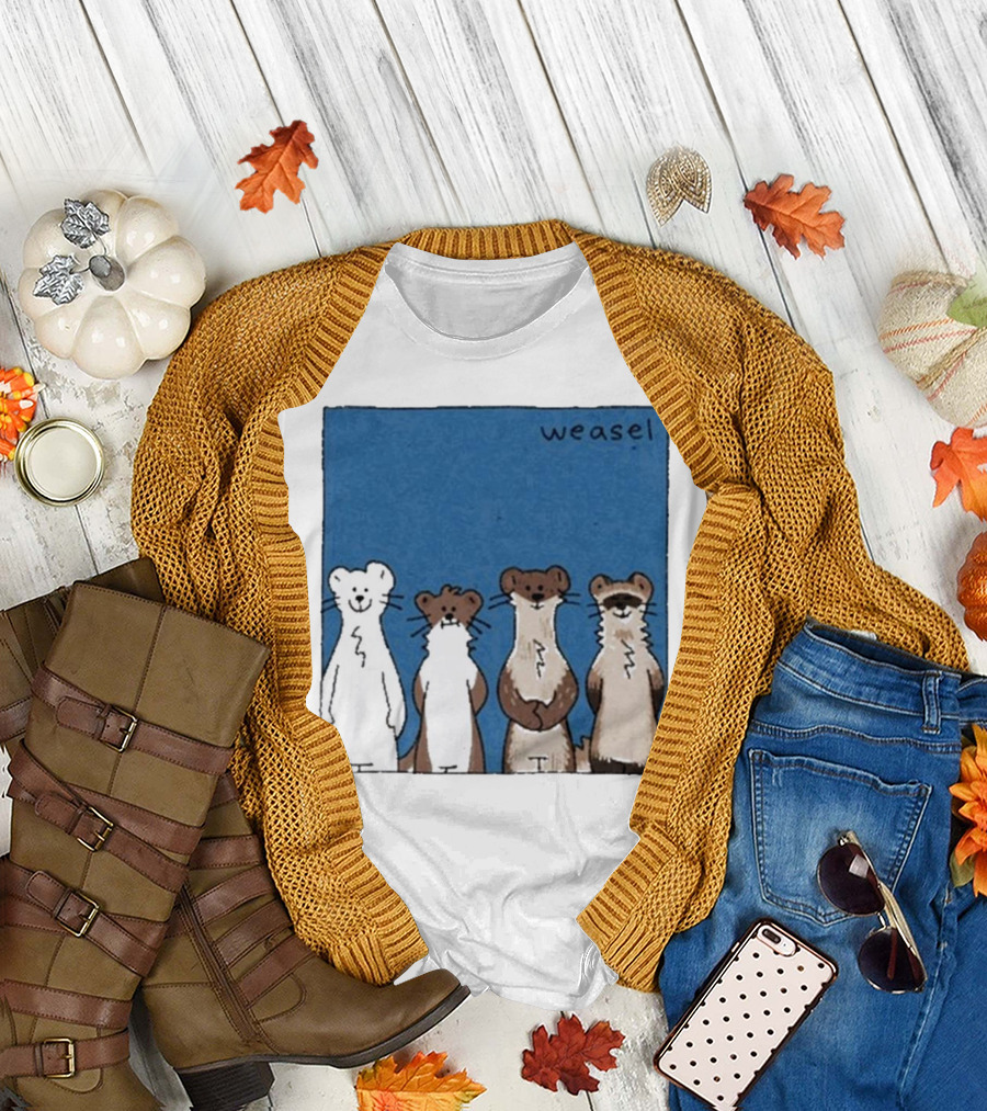 Weasel Quartet Cartoon Art Featuring Four Cute Mustelids T-Shirt