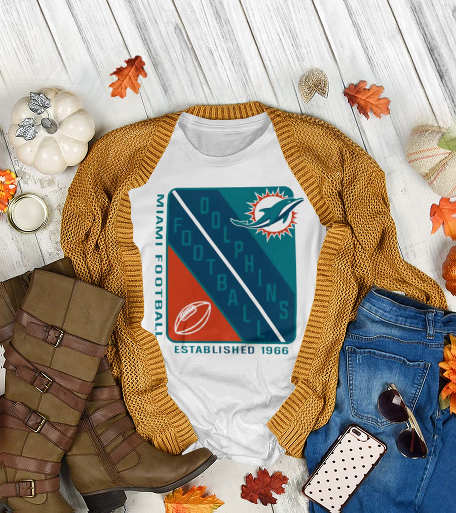 Miami Dolphins Football Established 1966 Logo Shield T-Shirt