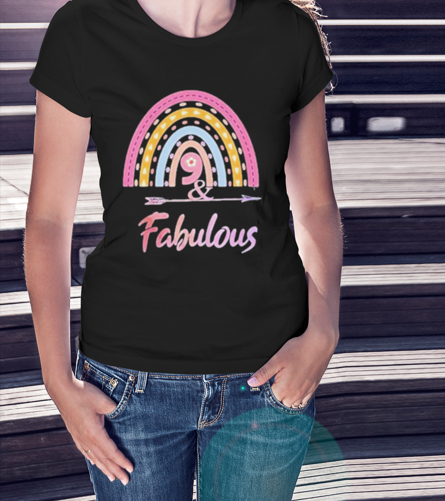 9 And Fabulous Floral Rainbow Arrow T-Shirt