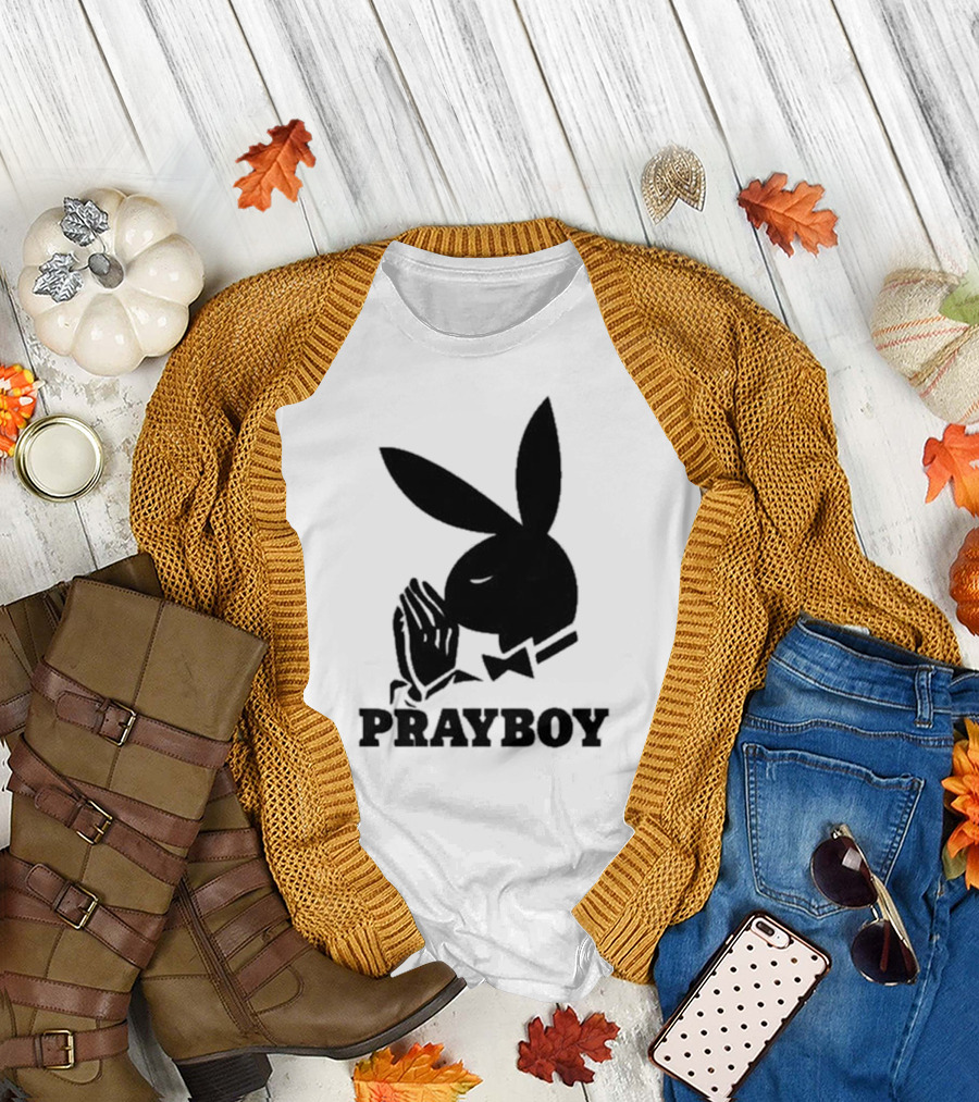 PRAYBOY Bunny Image with Hands in Prayer Iconic Reference T-Shirt