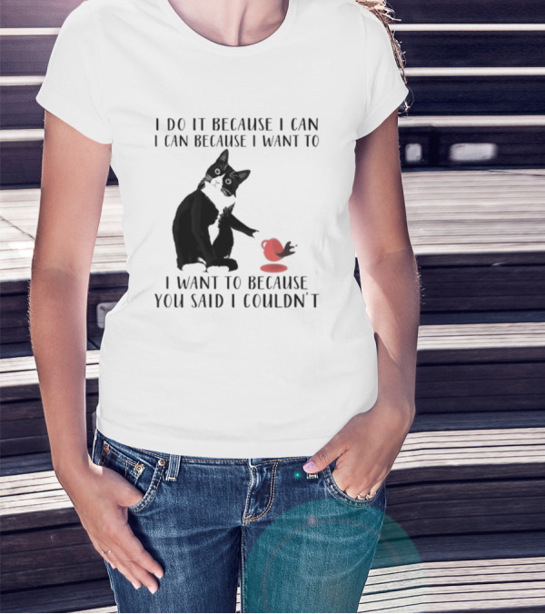 I Do It Because I Can I Can Because I Want To I Want To Because You Said I Couldn't Cat And Yarn T-Shirt