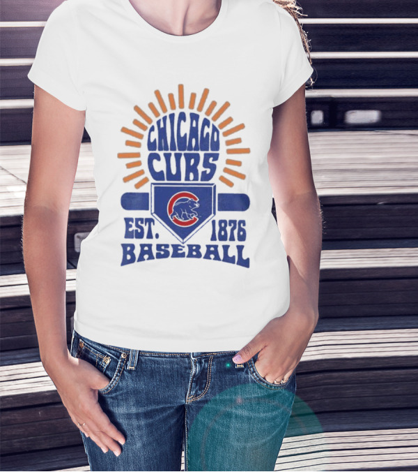 Chicago Cubs Youth Est. 1876 Baseball Sun Burst T-Shirt