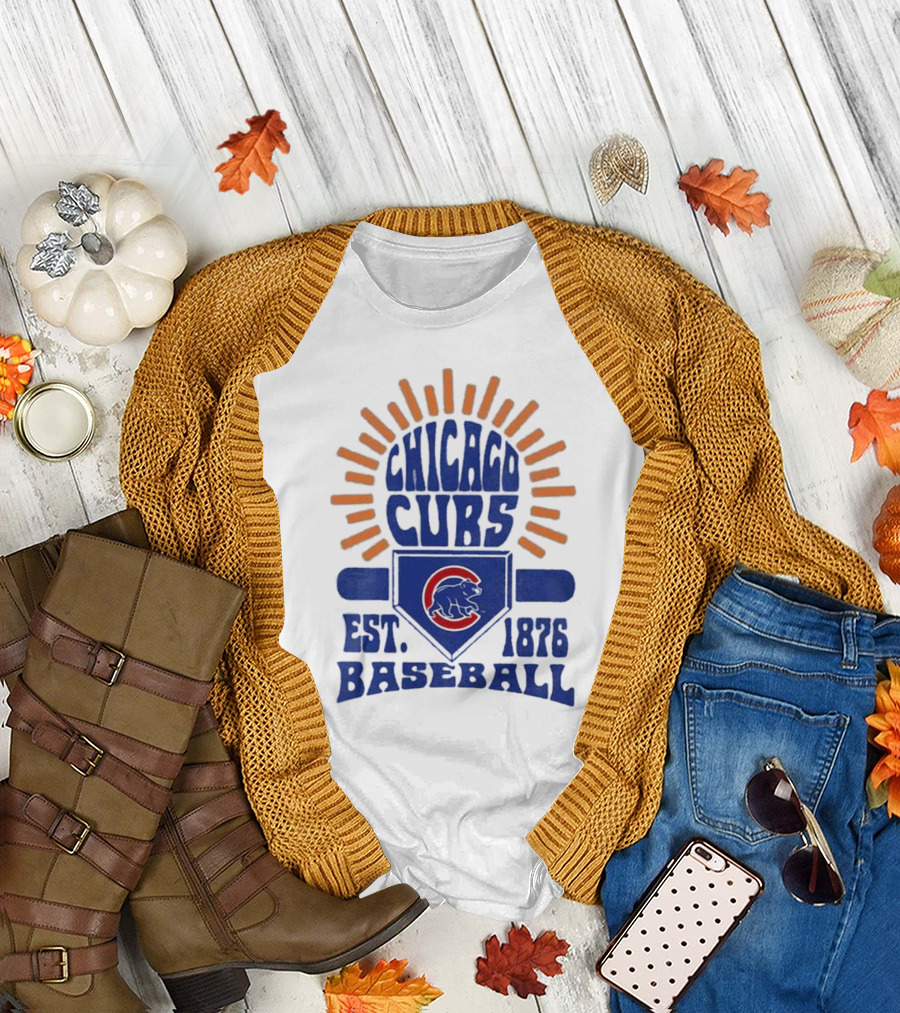 Chicago Cubs Youth Est. 1876 Baseball Sun Burst T-Shirt