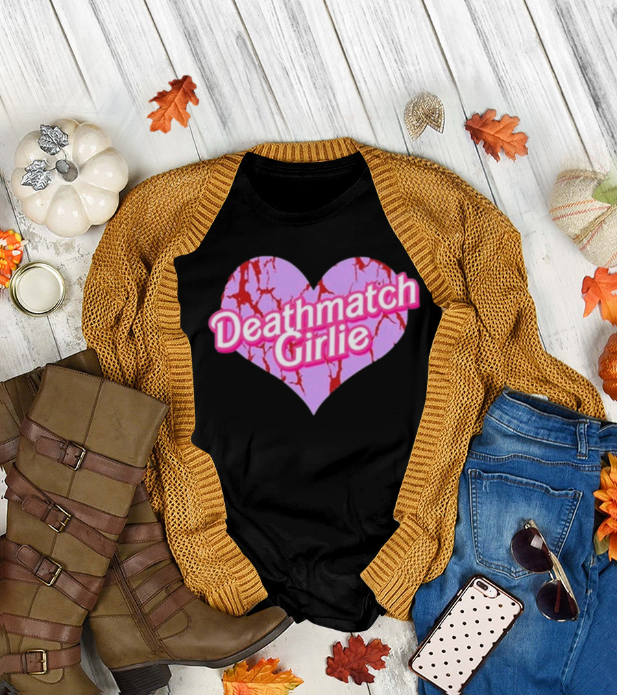 Deathmatch Girlie Heart with Pink and Red Crack T-Shirt