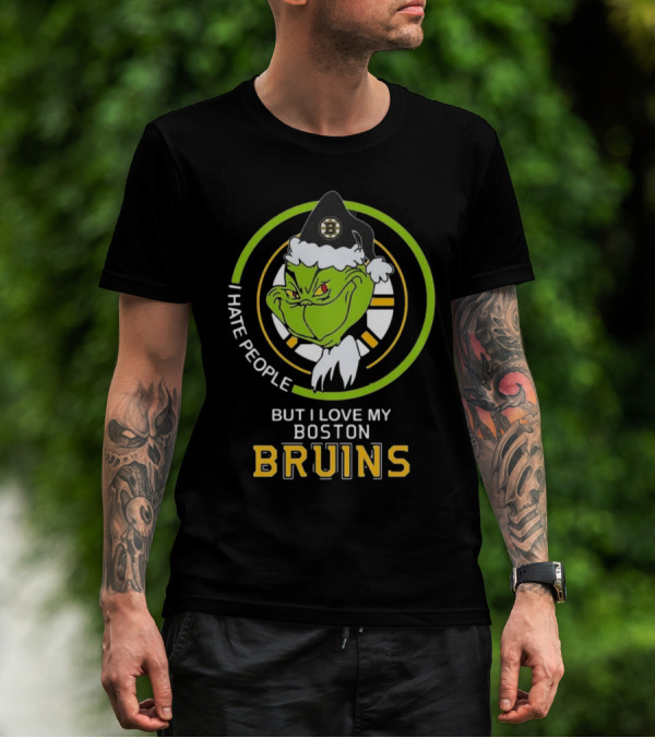 Grinch I Hate People But I Love My Boston Bruins NHL Team Spirit T-Shirt