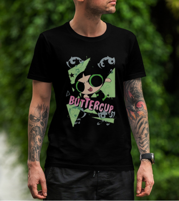 Powerpuff Girls Buttercup Moves CN Text And Symbols T-Shirt