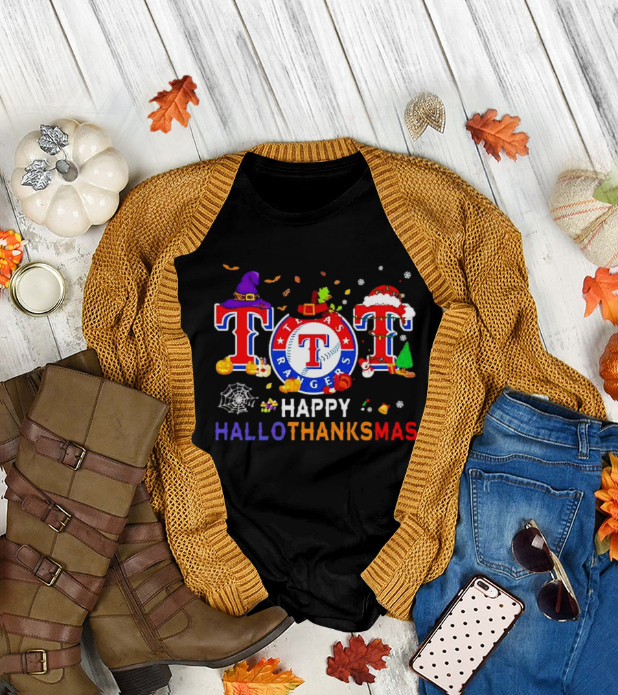 Texas Rangers Happy HalloThanksMas Holiday T-Shirt