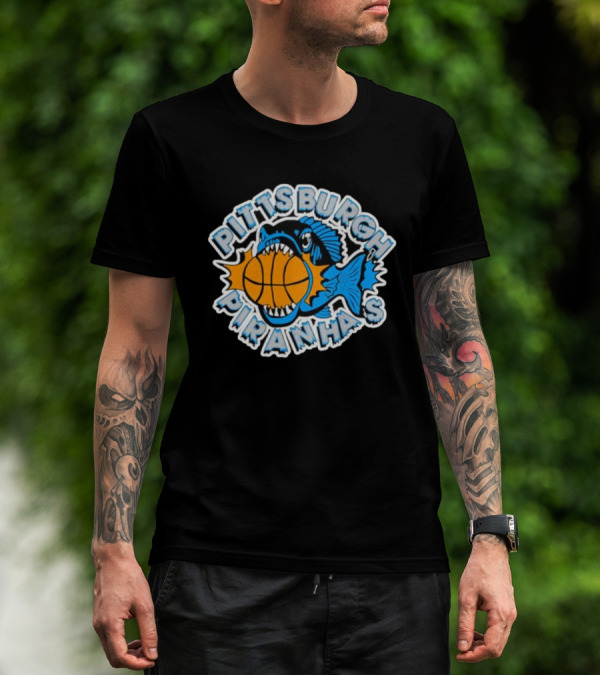 Pittsburgh Piranhas Basketball Team Logo Fish With Ball T-Shirt