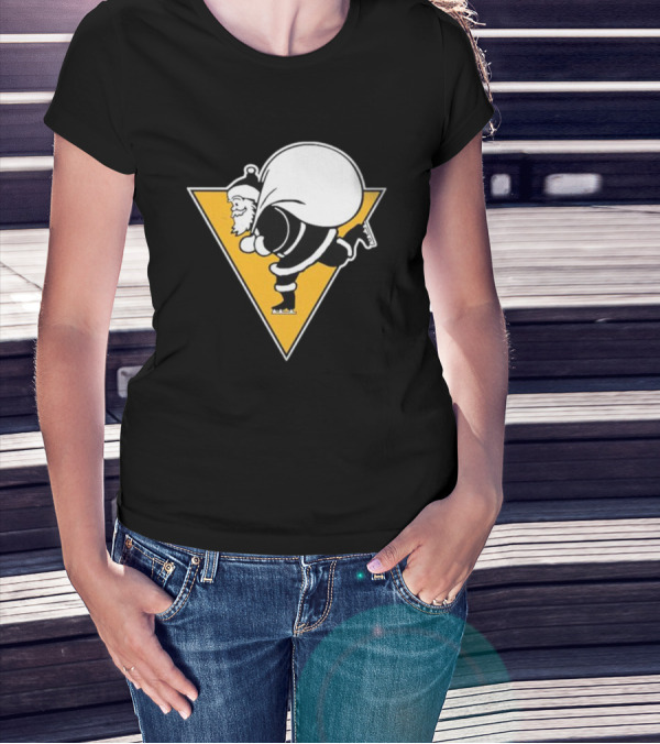 Pittsburgh Penguins Santa Skates Christmas Hockey T-Shirt