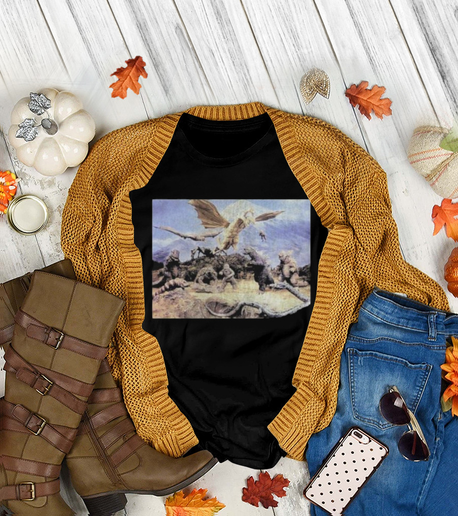 Destroy All Monsters Group Kaiju Battle Scene T-Shirt