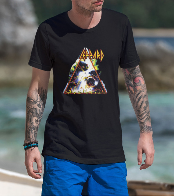 Def Leppard Hysteria Triangle Logo Rock Music Band T-Shirt
