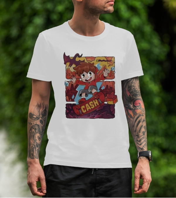 Cash Red Hot Skateboarder Adventure With Dragon And Gems T-Shirt