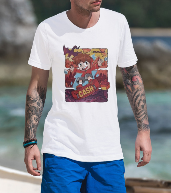 Cash Red Hot Skateboarder Adventure With Dragon And Gems T-Shirt