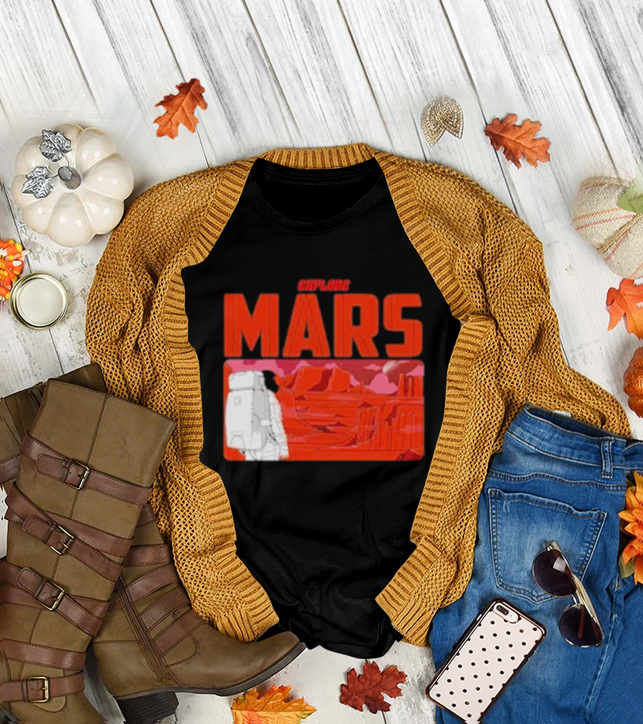 Explore Mars Astronaut Adventure Red Landscape T-Shirt