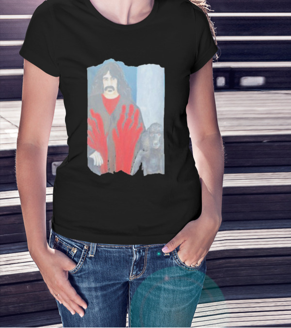 Jackey Neyman Jones Frank Zappa The Master Mashup With Red Hand Prints T-Shirt