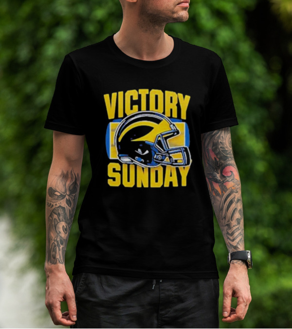 Victory Sunday Michigan Football Helmet T-Shirt