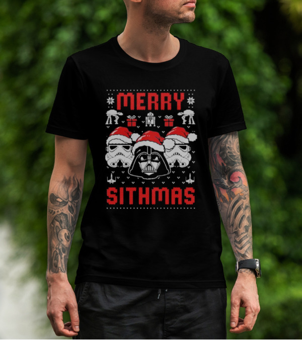 Merry Sithmas Star Wars Darth Vader Stormtrooper Santa Robot Holiday T-Shirt