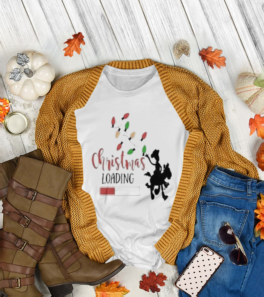 Christmas Loading Cowboy Silhouette with Festive Lights T-Shirt