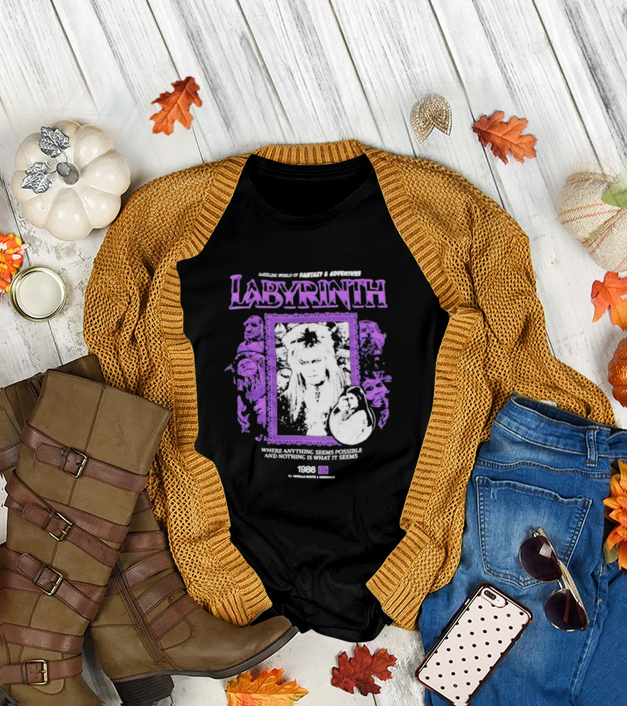Dazzling World of Fantasy and Adventure Labyrinth 1986 Where Anything Seems Possible and Nothing is What it Seems T-Shirt
