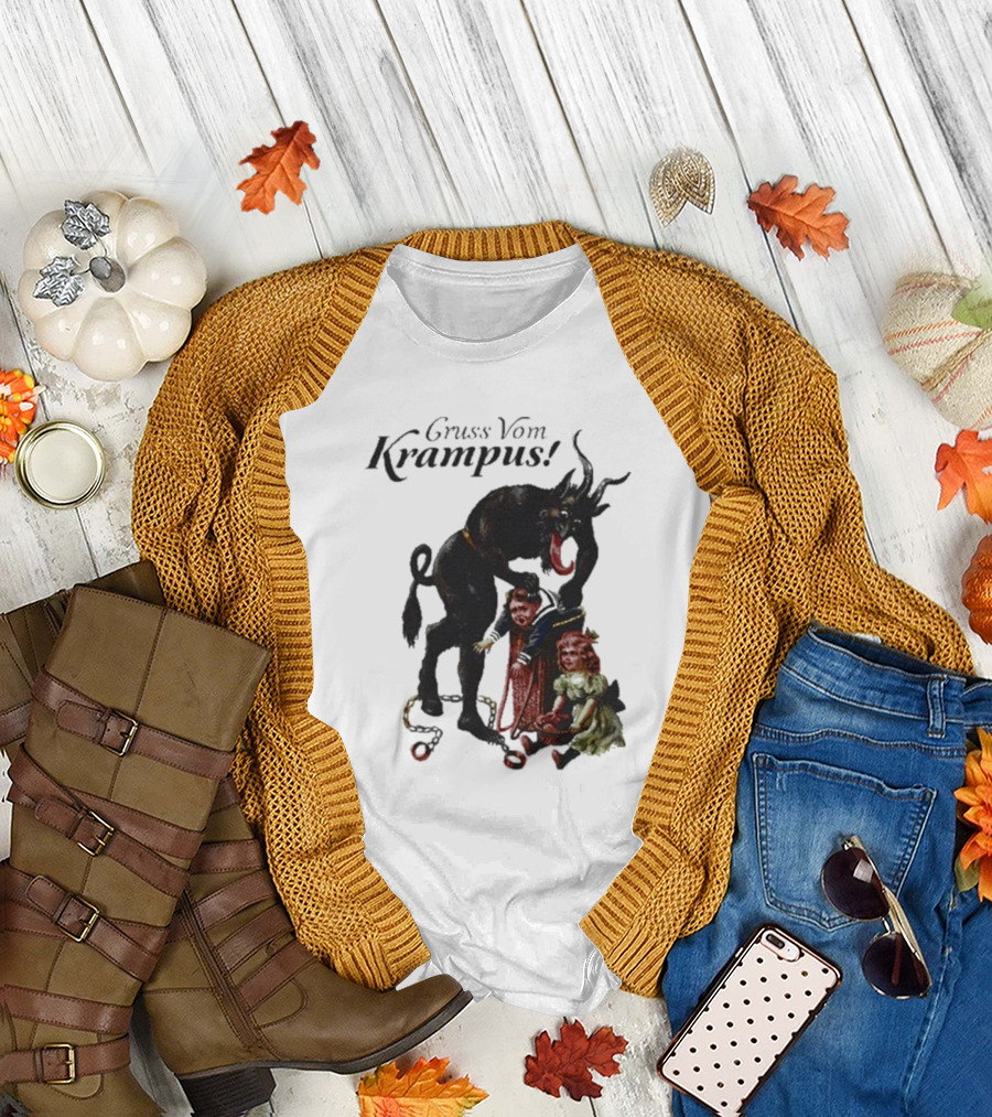 Meowy Krampus Gruss Vom Krampus Christmas Feline Holiday Mischief T-Shirt