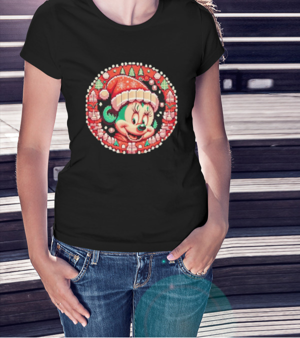 Minnie Mouse Christmas Sparkle Disney Magic Festive Holiday Santa Hat T-Shirt