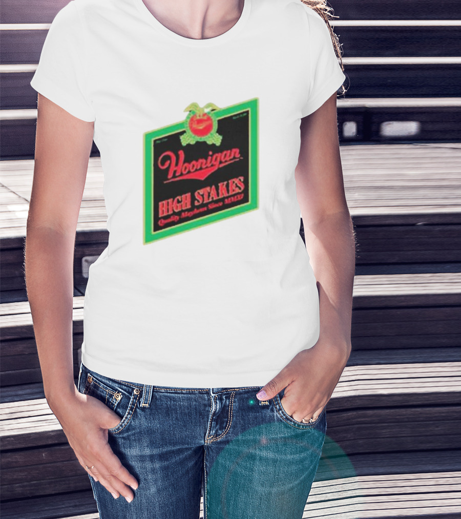 Hoonigan High Stakes Quality Mayhem Since MMXI Retro Apple Crate Label T-Shirt